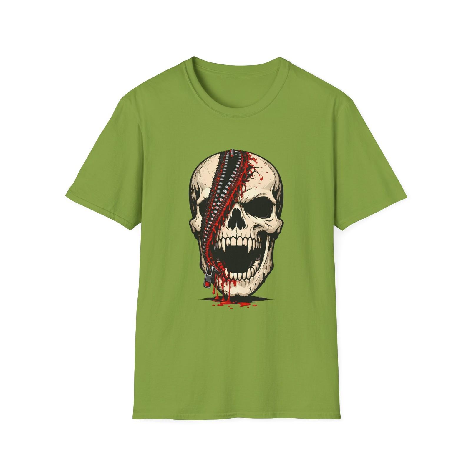 Unisex Softstyle T-Shirt Zipper Skull Horror Split Face Void Rage S