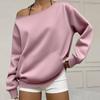 Felpa da donna a spalle scoperte, manica lunga, vestibilità larga, colore, pullover casual