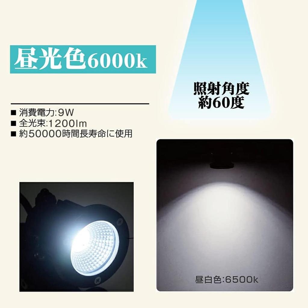 Okalumi Waterproof LED Clip-on Spotlight, Outdoor, Daylight White, 6000K, 9W, Compact, for Indoor and Outdoor Use, Sign Lighting, Store Signs,