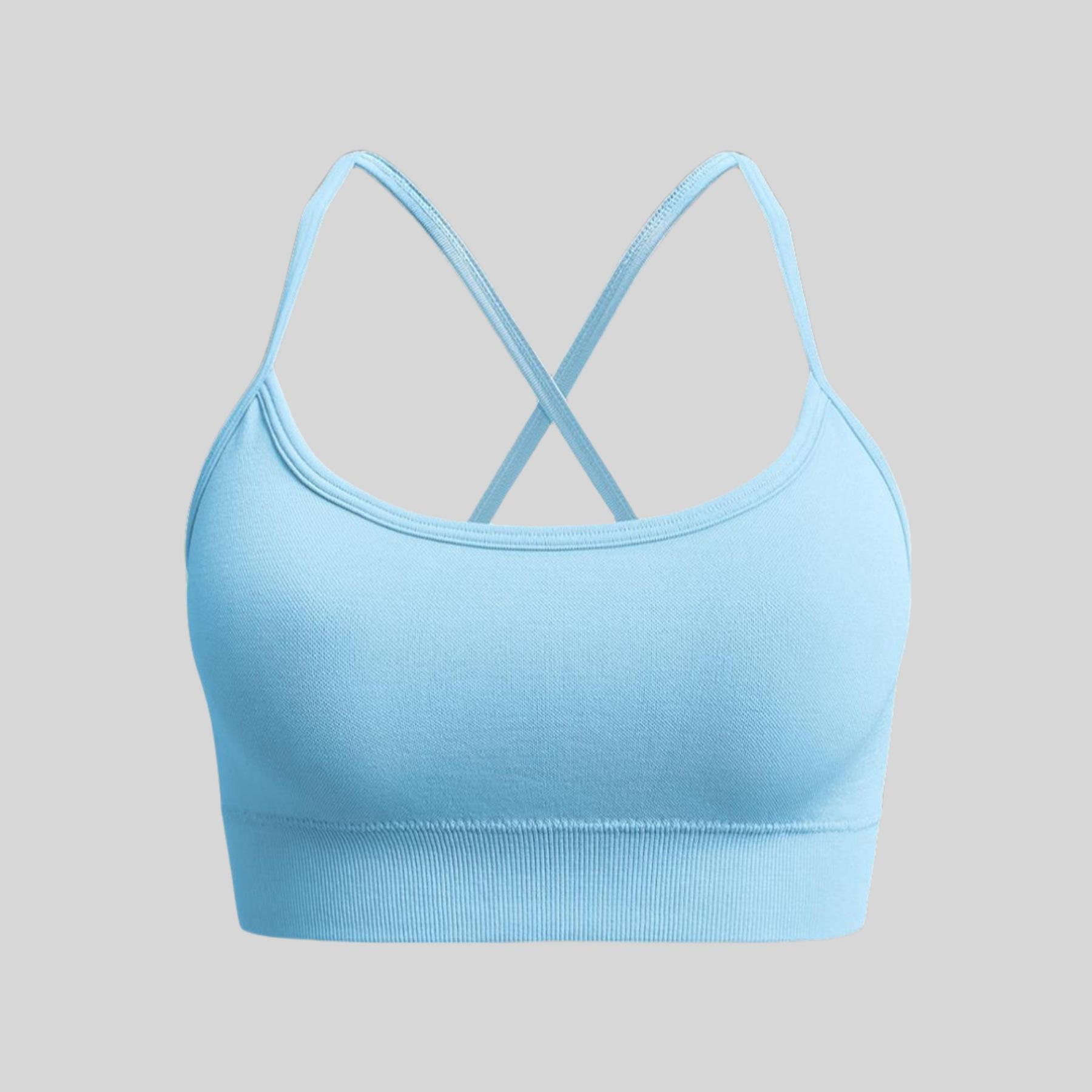 

Breathable thin shoulder straps, beautiful back, yoga bra, underwear, high-intensity shockproof running, fitness S синий
