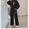 Girls' Spring/Autumn Letter Casual Hooded Sweatshirt & Trousers Set - Internet Celebrity Style Two-Piece Suit