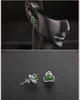 **Green Jade Flower Stud Earrings for Women - 925 Sterling Silver with Certificate**
