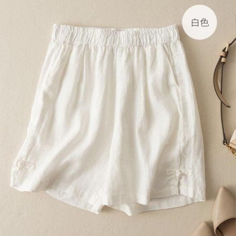 Summer Women's Shorts High Waist Straight Leg Pants Comfortable Breathable Cotton and Linen Casual Pants