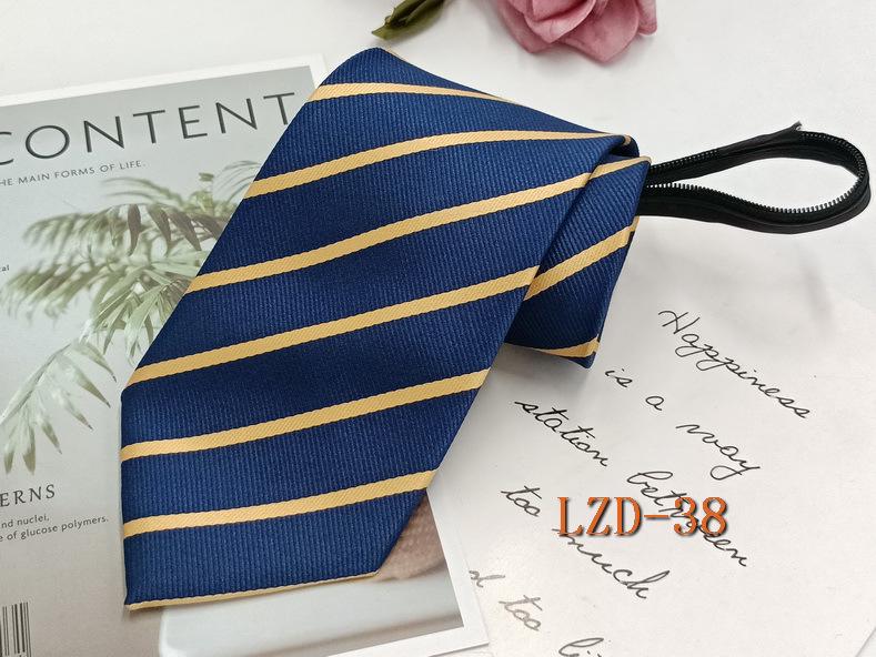 Men's Easy-Pull Knot-Free 8cm Striped Black Zipper Tie