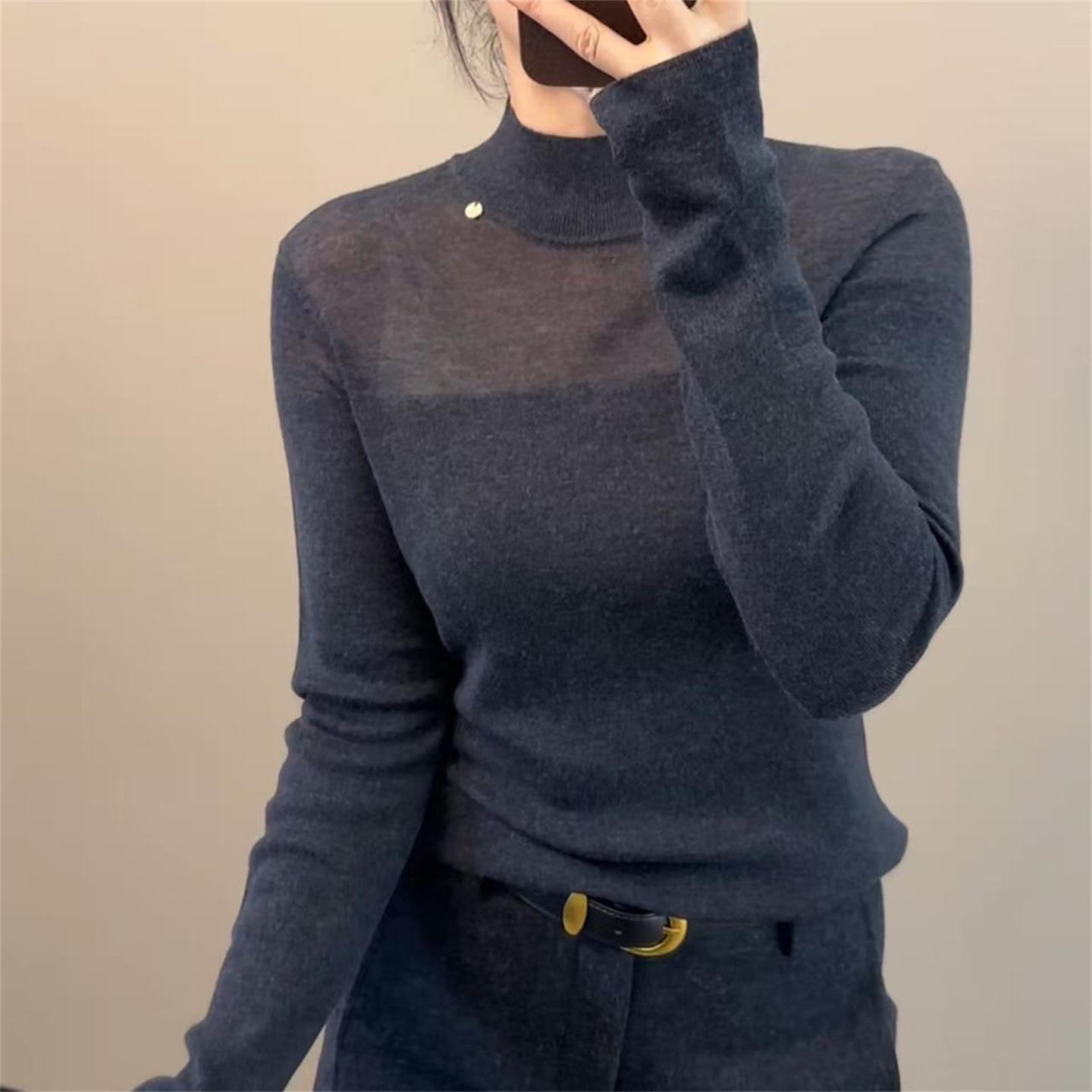 

Trendy Autumn/Winter Slimming Gentle Half-High Neck Knit Pullover 3XL (Recommended 140-160 lbs)