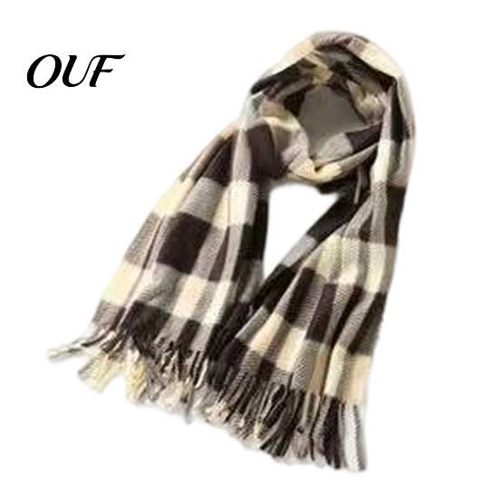 Cashmere Feel Warm Neck Scarf Classic Plaid for Women, Soft Cashmere-like Winter Shawl British Style Tartan with Tassels, Large Wrap Coats Sweaters