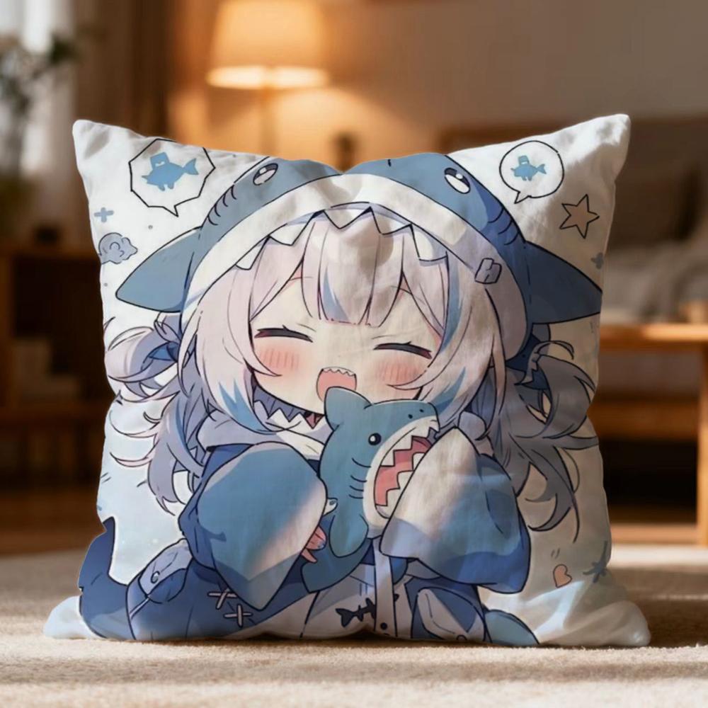 Popular G-GGawr Gura Cushion Cover Soft Washable Pillow Case Multi-Scene for Couch Bed Travel Office Use