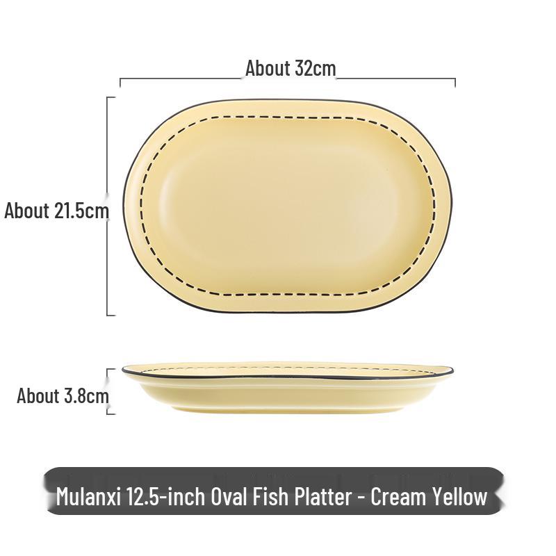 Magnolia Creek Ceramic Rice Bowl and Plate Set - Japanese Underglaze Tableware, Stylish Ins Style.