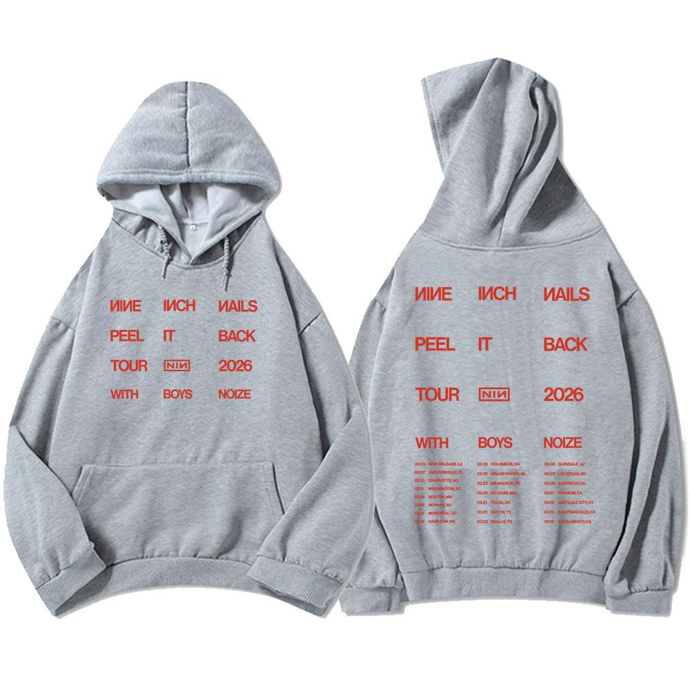 Nine Inch Nails Peel It Back 2026 Tour Hoodies NIN Rock Band Graphic Print Sweatshirts Long Sleeve Winter Hooded Pullovers