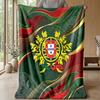 Portugal Football Printed Flannel Blanket Skin Friendly Warm Decorative Throw for Indoor Couch Bed Daily Use