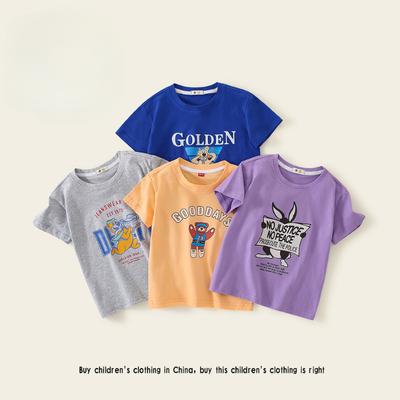 Boys' Shirt Girls' Short-Sleeved T-shirt Children's Clothing National Fashion Middle and Big Children's New Summer Clothes Children's Half Sleeve