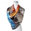 Spring Autumn Female Silk Square Scarf Shawl China Style Polyester Satin Hijabs Scarves Women Silk Scarves Coffee 90*90cm