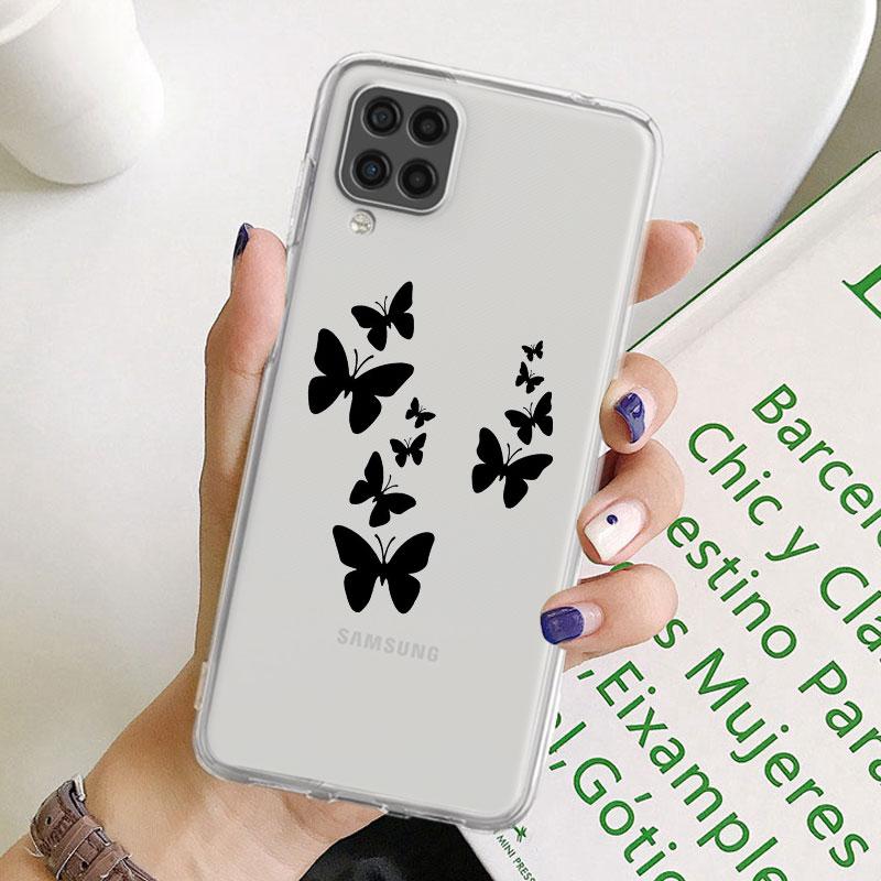 Klarer Fall für Samsung Galaxy A52 A12 A51 A32 A21s A71 A32 A22 50 A70 A31 A72 5G Telefonabdeckung Blumen Herz Coque Capa