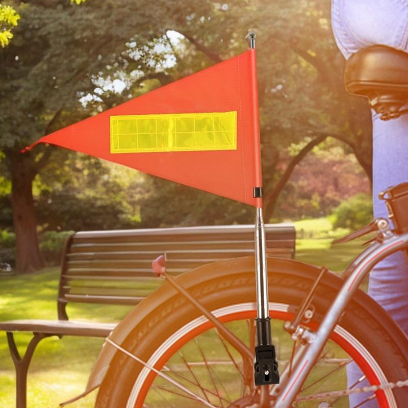 Bike Flags With Pole For Safety Orange Triangle Golf Cart Wheelchair Flag High Visibility Pennant Retractable Waterproof