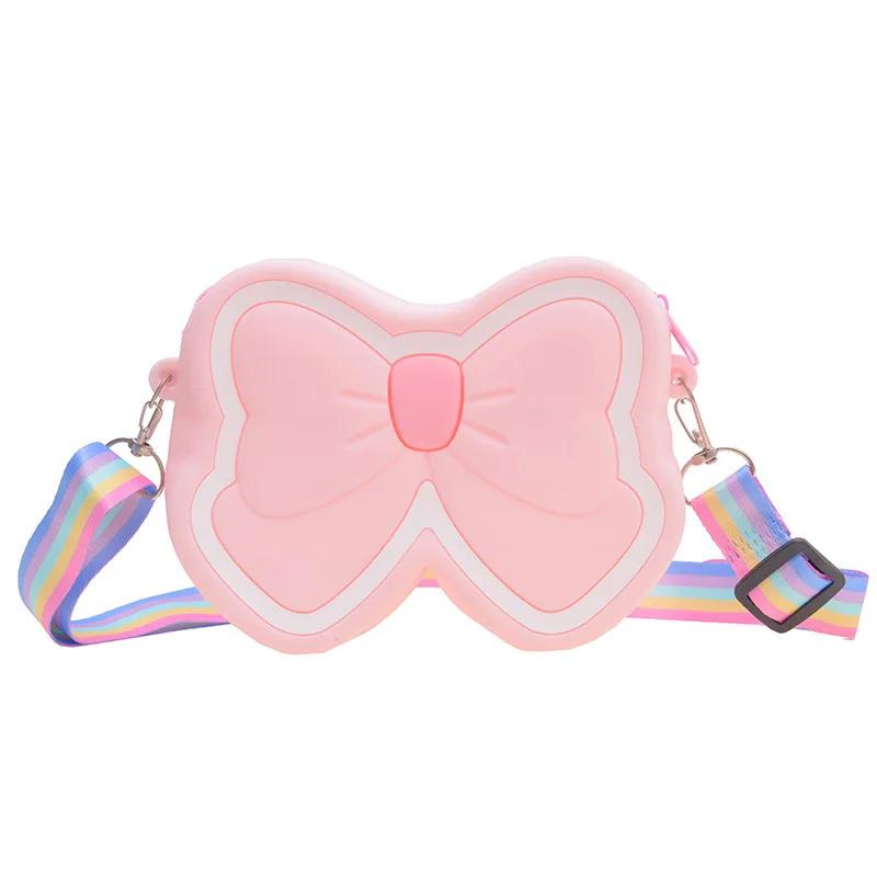 Children's Silicone Bag Cute Butterfly Single-shoulder Bag Girls' Candy-colored Bow Cross-shoulder Bag Kids Small Coin Purse New