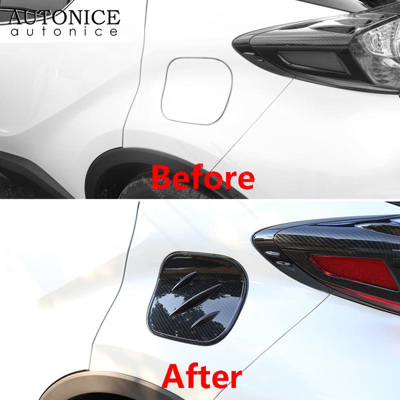 Carbon fiber color Fuel Tank Decorator Cover For toyota C-HR CHR LHD