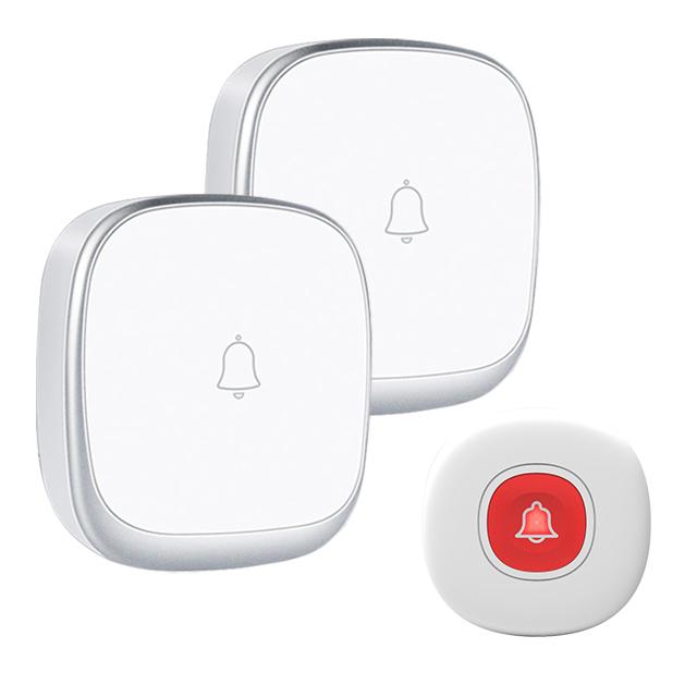 Factory Self Powered Doorbell EU AU UK US Plug Wireless Doorbell With 2 Receivers Self Powered Door Bell белый