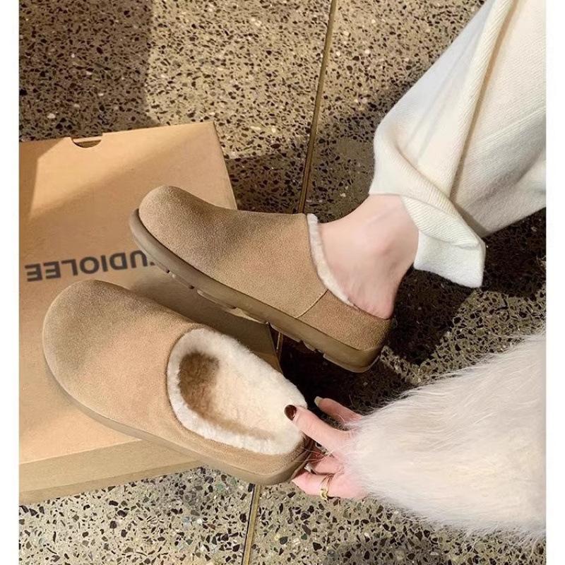 Plysch plyschskor dam nya vinter ytterkläder varma en pedal haltofflor höst och vinter bomullsskor