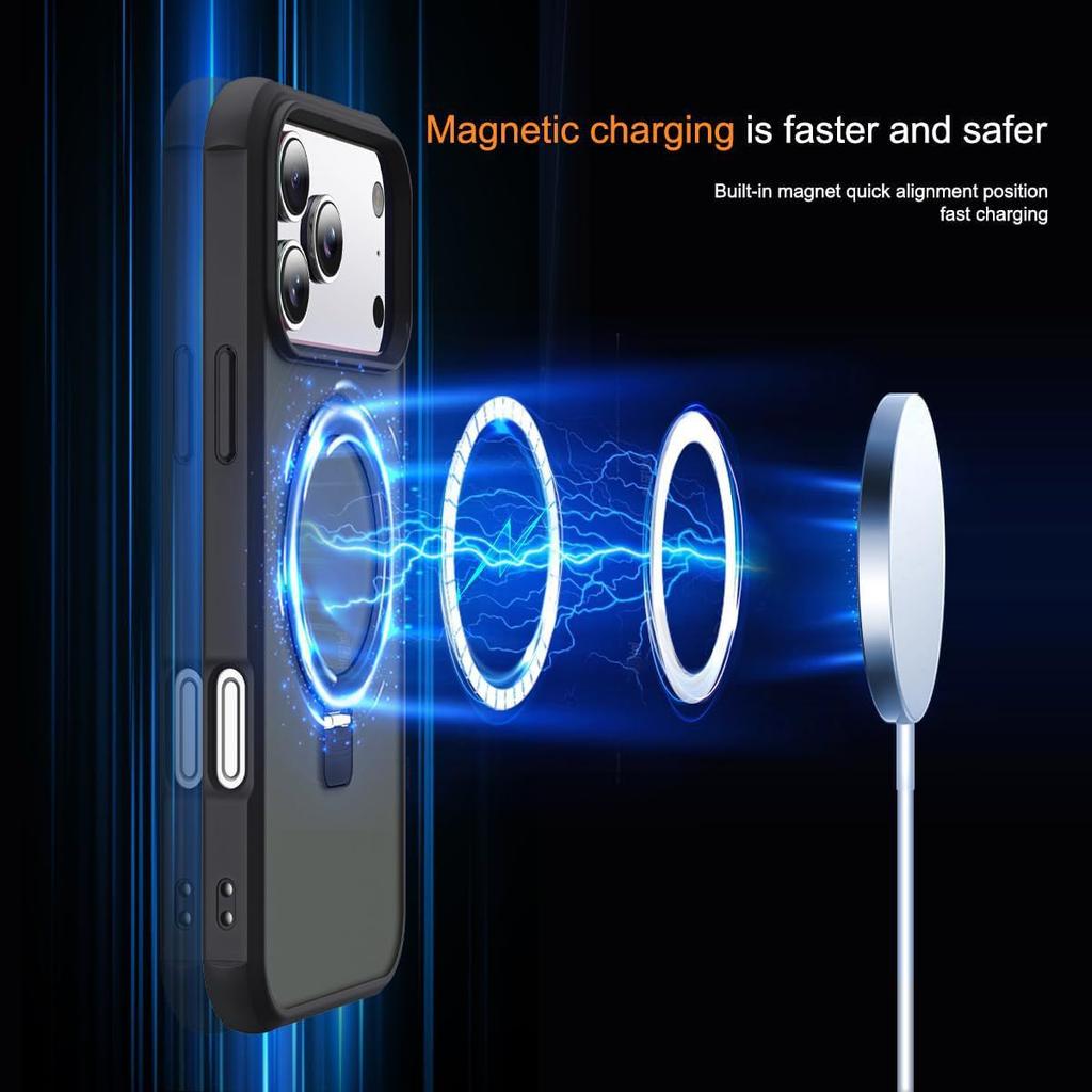 Magnetic suction bracket fulcrum mobile phone case for iPhone17ProMax protective case Apple 16E matte anti-drop 15