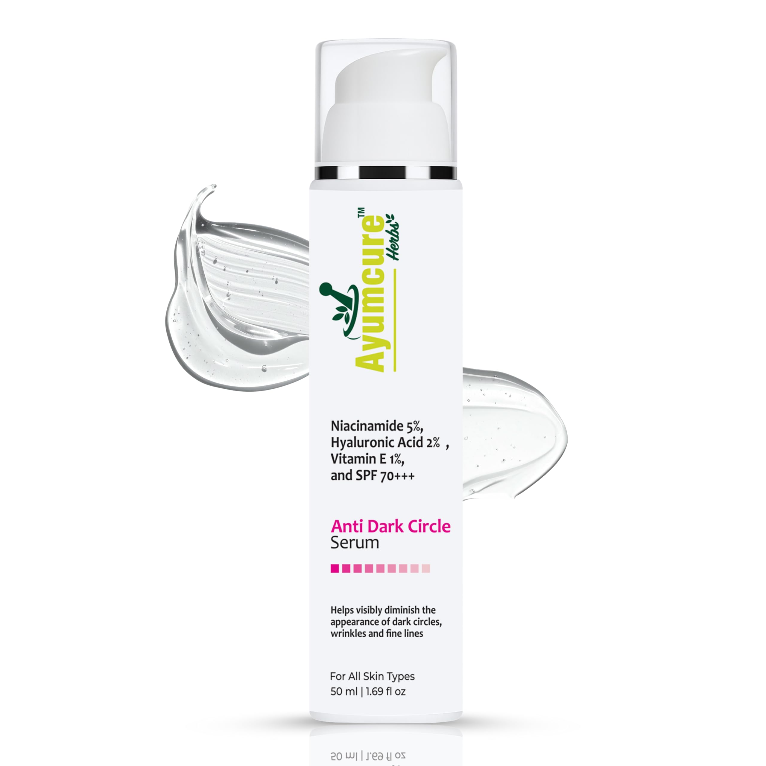 Ayumcure Anti Dark Circle Eye Serum - With 5% Niacinamide, 2% Hyaluronic Acid, Vitamin E & SPF 70+++ | Brightening & Hydrating Under Eye Care | For