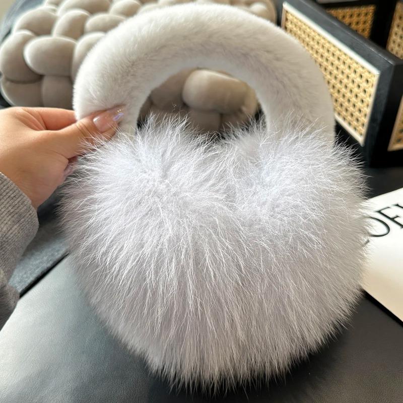 Girls fox fur ear coverings scarf For women, winter warmth, fur ear protectors, cute fur ear bags, Windproof, cycling earmuffs