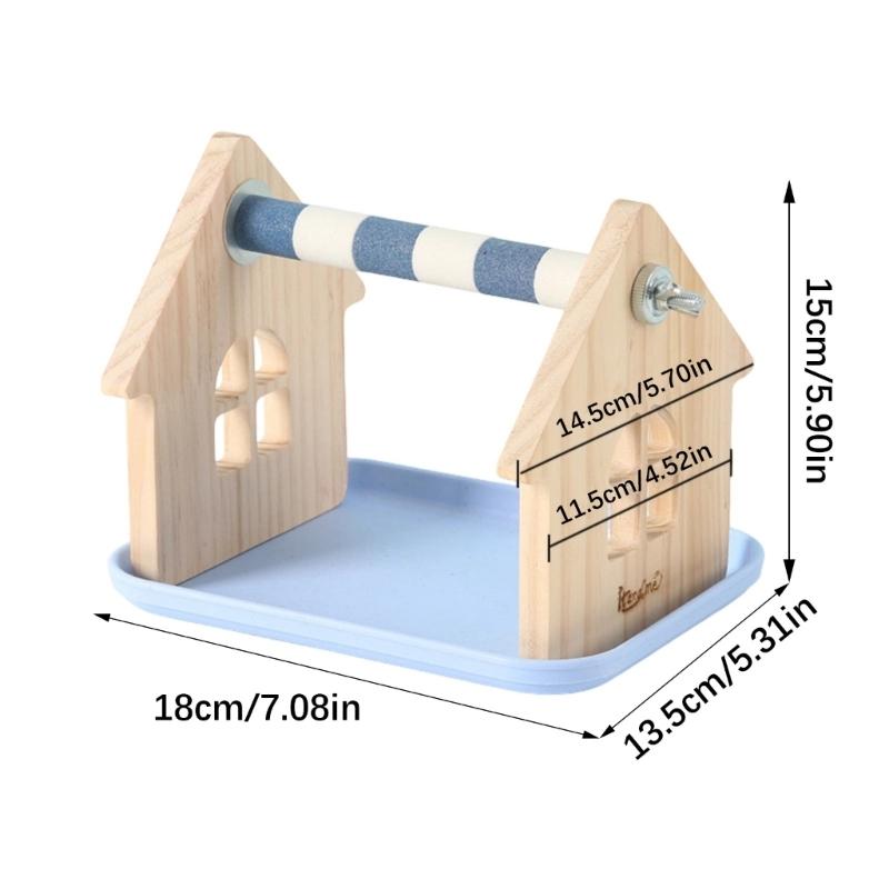 Solid Wood Parrots Resting Perch Sanded Surfaces Design Trimming Stand For Nail Beak Trimming And Interaction Activity Toy