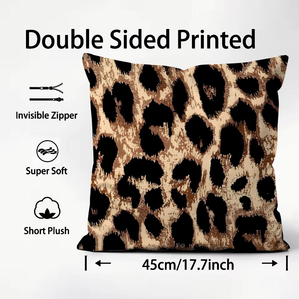 Leopard Print Fashion Cushion Cover Plush Fabric Soft DoubleSided Printed Sofa Warm Winter Home Child Gift Pillow Case