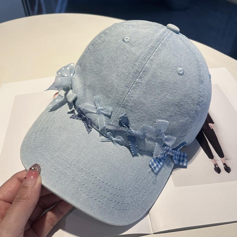 Cotton Denim Baseball Cap With Wrinkled Edge And Curved Visor For Summer Sun Protection