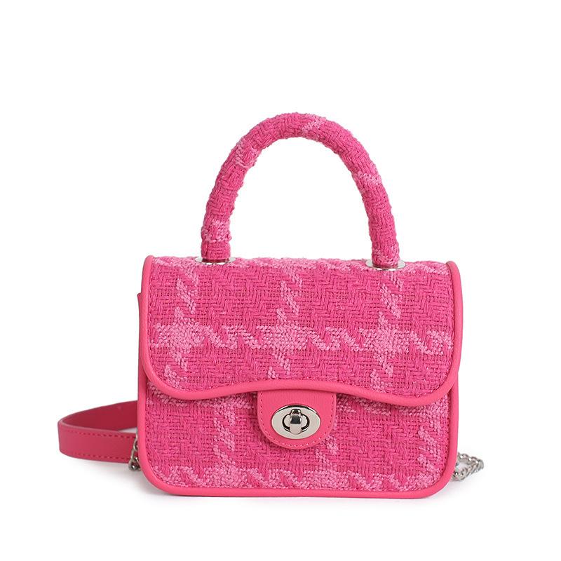 Зимний женский стиль светской львицы, ощущение высокого класса, плетеная модная маленькая квадратная сумка, шерстяная клетчатая сумка-клатч на цепочке, сумка кроссбоди