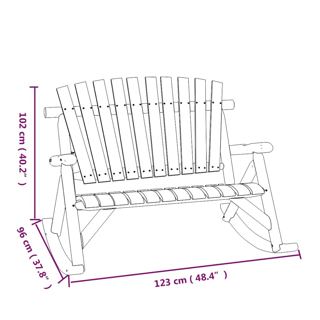 vidaXL Garden Swing Bench 2-Seater 123x96x102 Cm Solid Wood Spruce