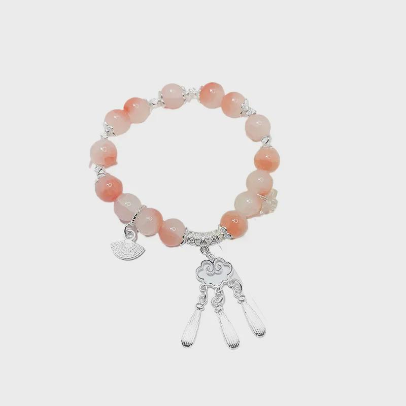 Glückswolke Farbverlauf Quaste Perlenarmband – Eleganter Sommer Damenschmuck im chinesischen Stil