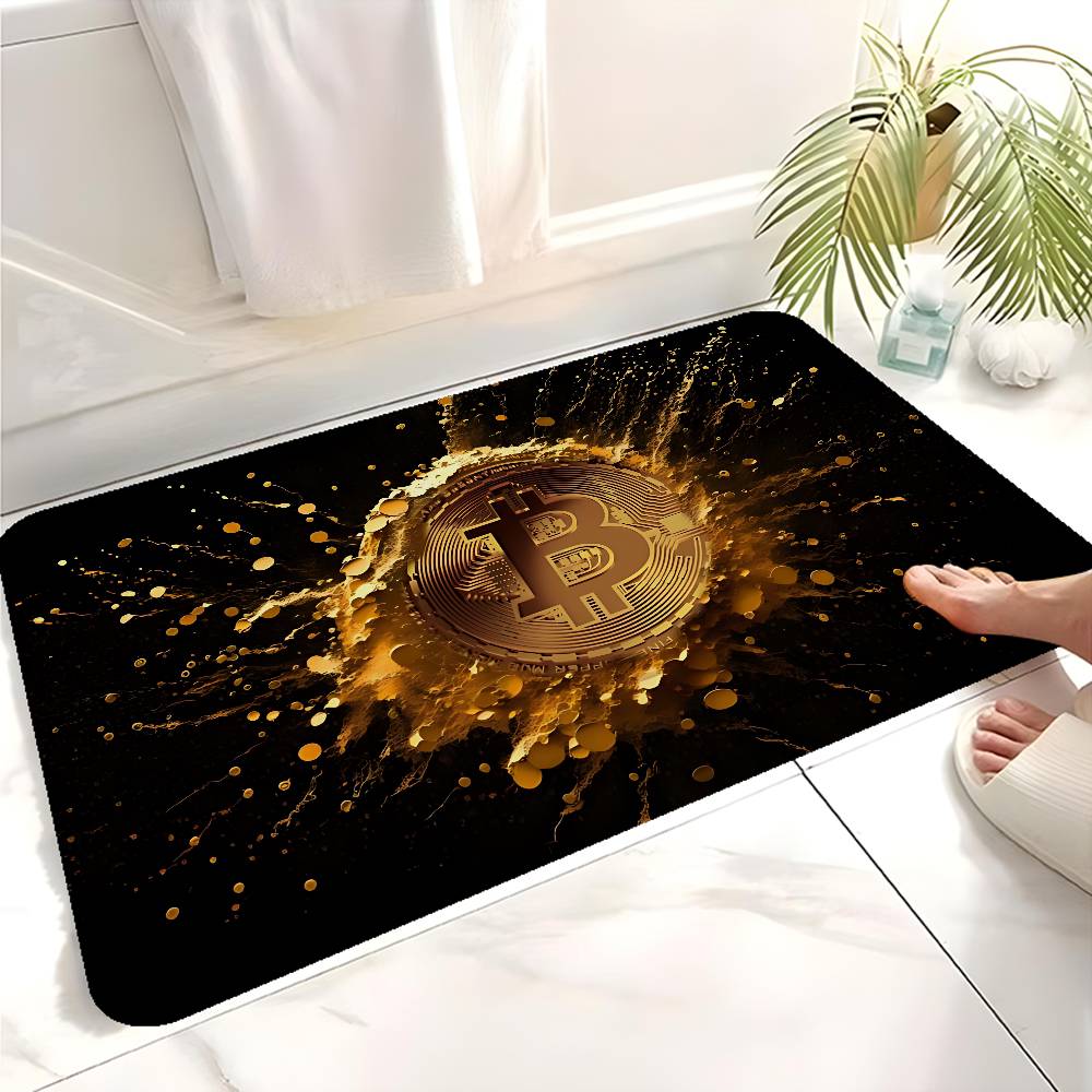 B-Bitcoin LOGO Door Mat Washable Non-Slip Living Room Sofa Chairs Area Mat Kitchen Doormat Area Rug