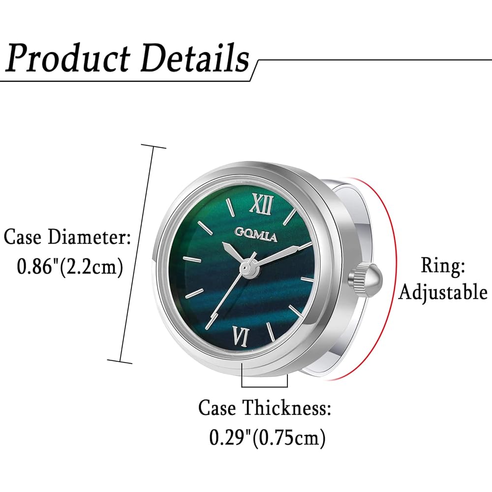 Silver Ring Watch Women's Analog Fashion Accessory Free Size 3ATM Waterproof Roman Style