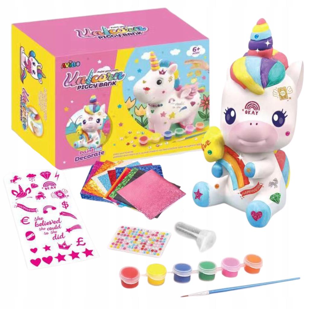 Money Bank For Children Unicorn Creative Kit Figure Paints Stickers