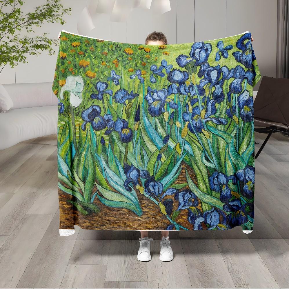 Pintura de Van Gogh, arte de franela, paisaje, manta familiar, manta para el hogar, sofá, mantas para el almuerzo, mantas 75cmx90cm