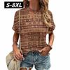 S-8XL Plus Size T-shirt for Women's Summer Short Sleeve Casual Tops Street Fashion V Neck T-Shirt Female Clothing Pullover