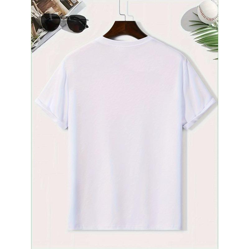 Men's Lightweight Breathable T-Shirt - Soft Crewneck Tee - Minimalist Casual Shirt - Machine Washable, Trendy Graphic Print Tee, Comfortable Fit
