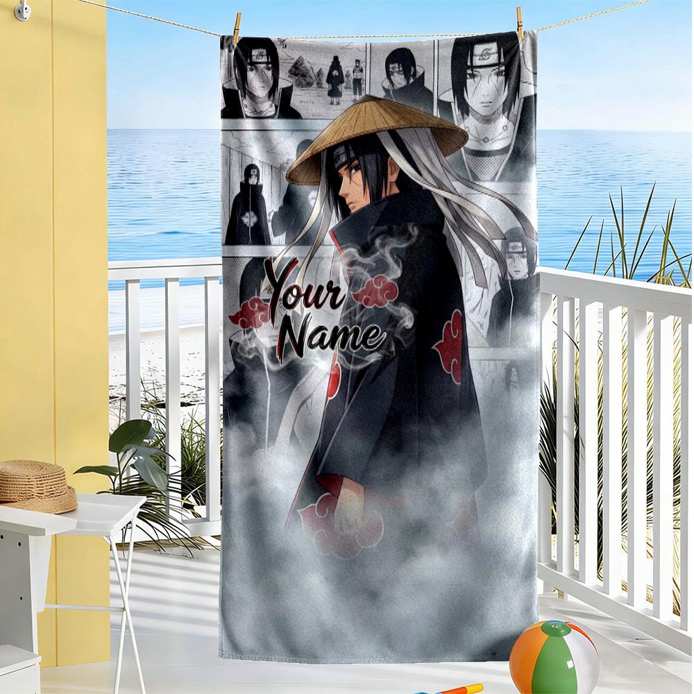 Naruto Character Customized Name Beach Towel Quick-Dry Soft Microfiber Suitable for Sports Travel Swimming Yoga Bathroom Beach And Pool