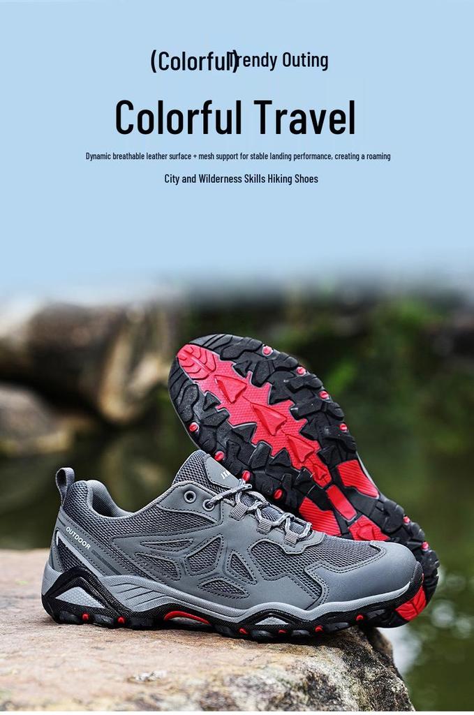 Ultra-Light Breathable Hiking Shoes: Wear-Resistant, Non-Slip, Large Size, Ideal for Outdoor Activities & Camping.
