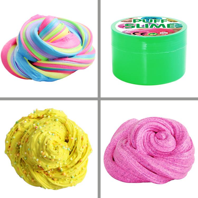 Colorful Fluffy   Scented Stress Relief No Borax Kids Toy antistress Sludge Cotton Mud Release Clay Toy Plasticine Box