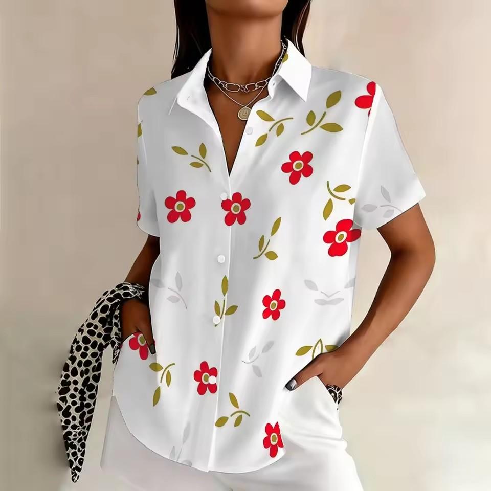 Plus Size Women's Printed Shirt, Summer Comfortable Regular Loose Fit, Commuting & Casual Versatile Shirt