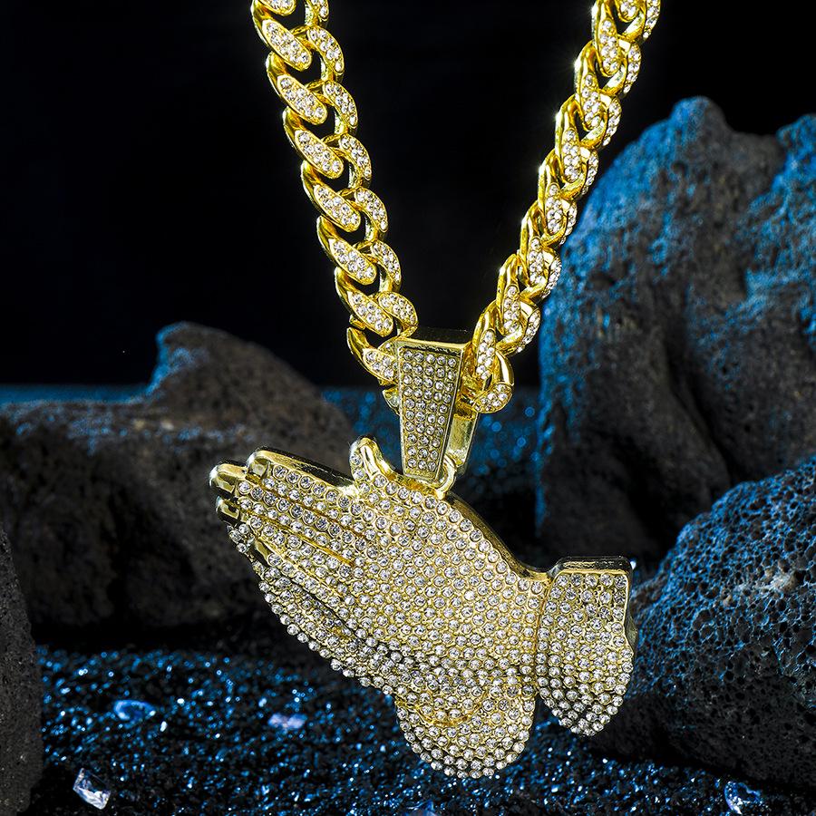 Men's Hip Hop Full Diamond Zinc Alloy Pendant Necklace
