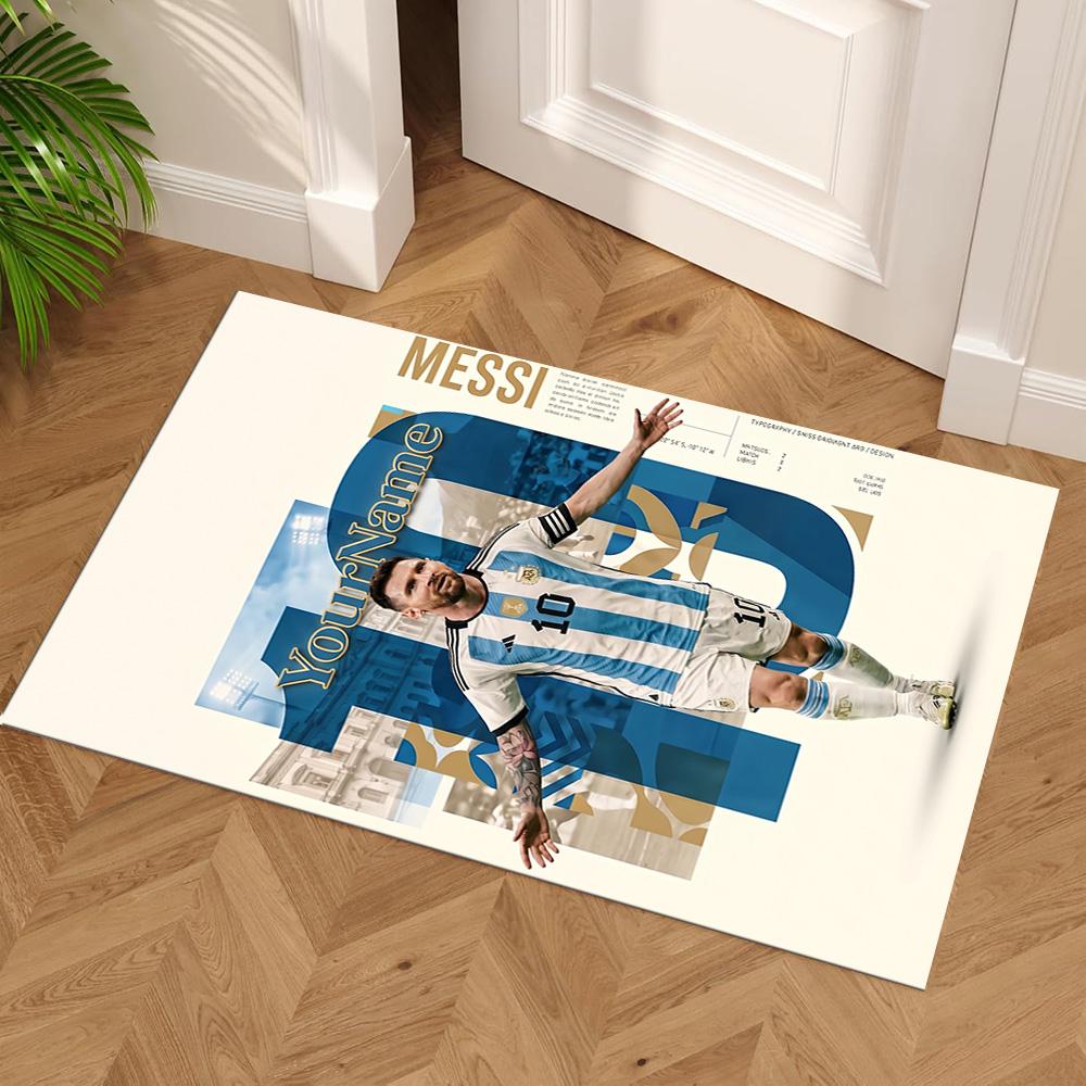 Messi Personalized Text Carpet Design for Foyer Bedrooms Entryway Playrooms Antislip Carpet Anime Office Decor Perfect Birthday/Christmas Gift Idea