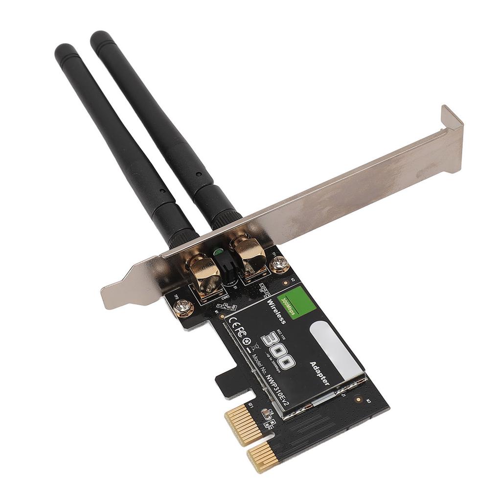 Wireless PCIE WiFi Adapter 300Mbps 2.4GHz High Performance Computer Network Card with 2 Antenna for WINS 7 8 10 11