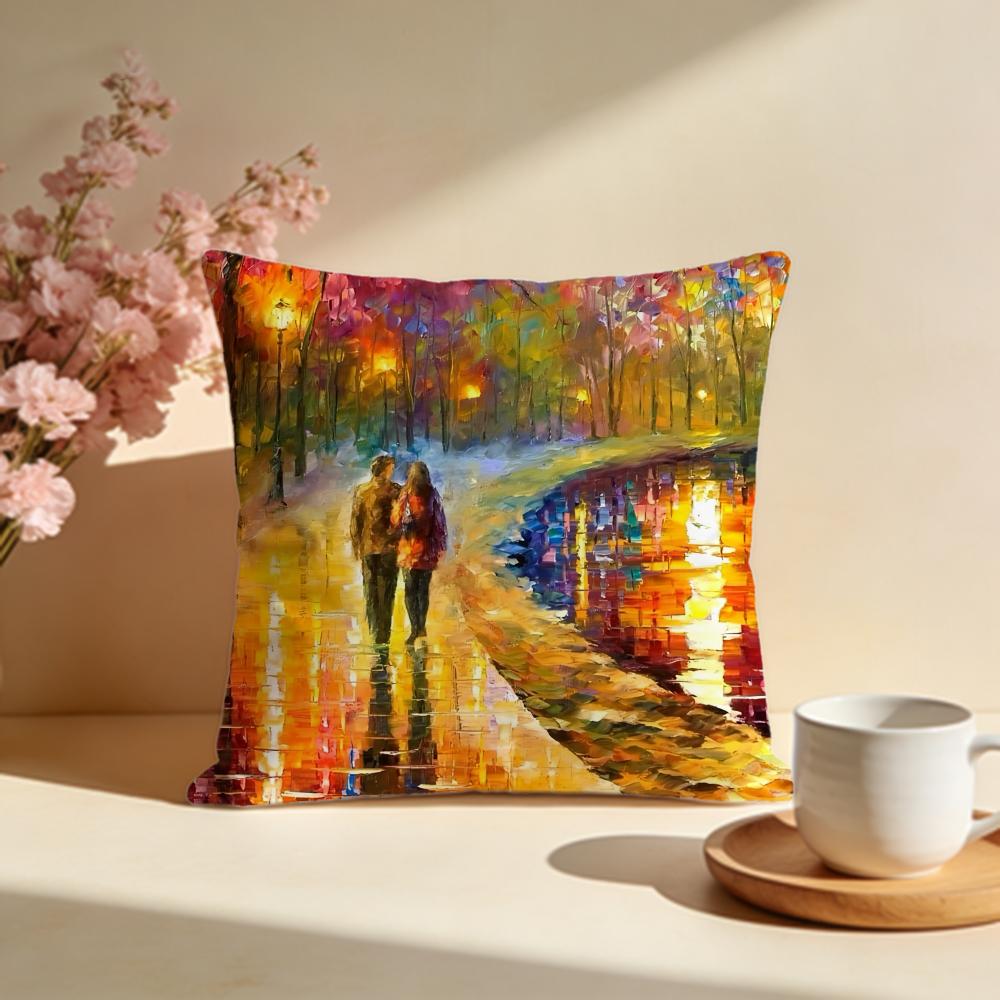 Fashion LLeonid Afremov Oilful Cushion Cover Stylish Washable Pillow Cover Ideal for Couch Bedroom Car Decoration