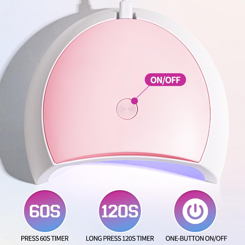 MINI 2C UV LED Nail Lamp 60W UV Light for Nails with 4 Timer Settings LED Nail Light Suitable for Home Diy and Nail Salon