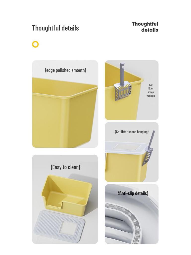 Extra-Large Semi-Enclosed Cat Litter Box - Anti-Splash, Spacious Design
