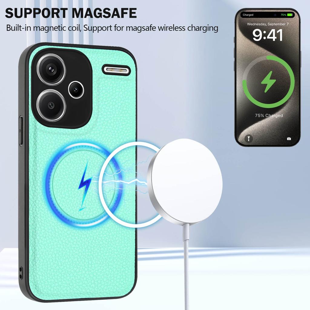 For Xiaomi Redmi Note 13 Pro+ 5G Magnetic Case TPU+PU Leather Phone Back Cover with Detachable Card Holder