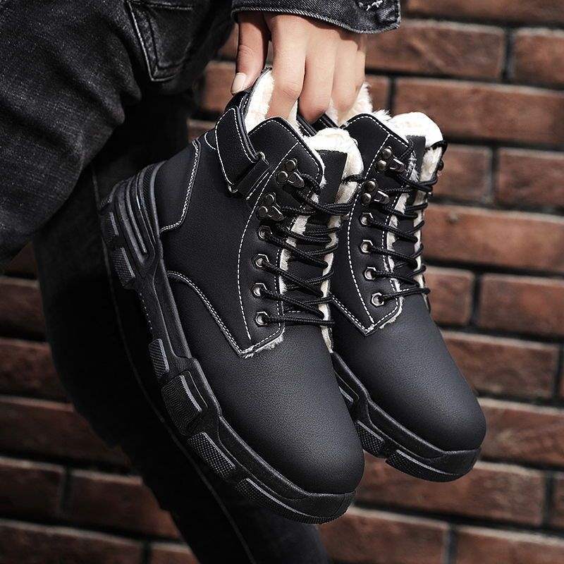 Cotton Boots Men's New Winter Velvet Thickened Warm Snow Boots Korean Version Trendy Retro British Casual Martin Boots
