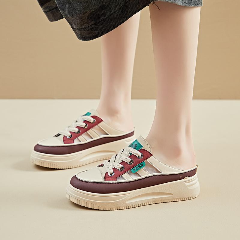 Fashion New 2025 Summer Thick Bottomed Head Slippers Women's Outdoor Wear Soft Bottom Comfortable Half Slippers Fashionable